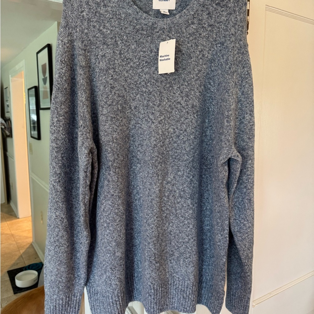 Old Navy Men's Heathered Blue Crewneck Sweater